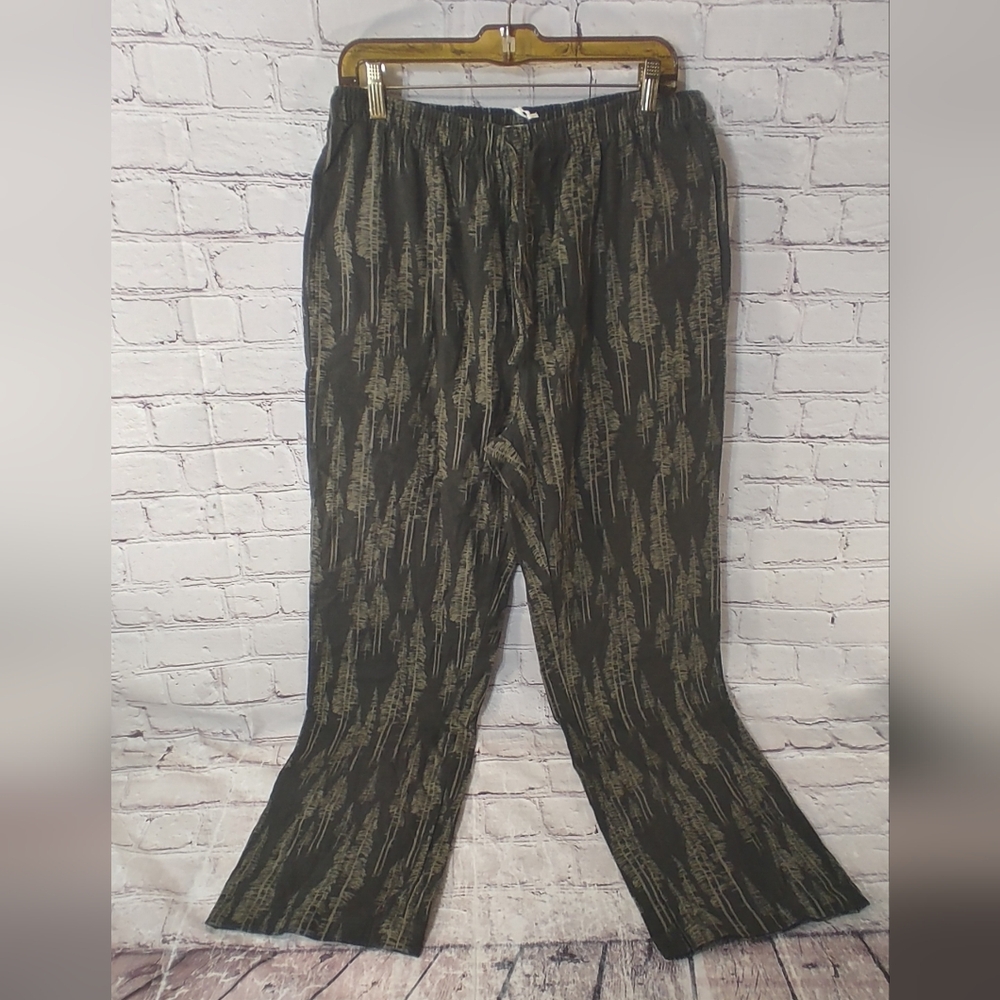 Garnet Hill Organic Pima Cotton Flannel Pull On Drawstring Lounge Snap Pants NWT